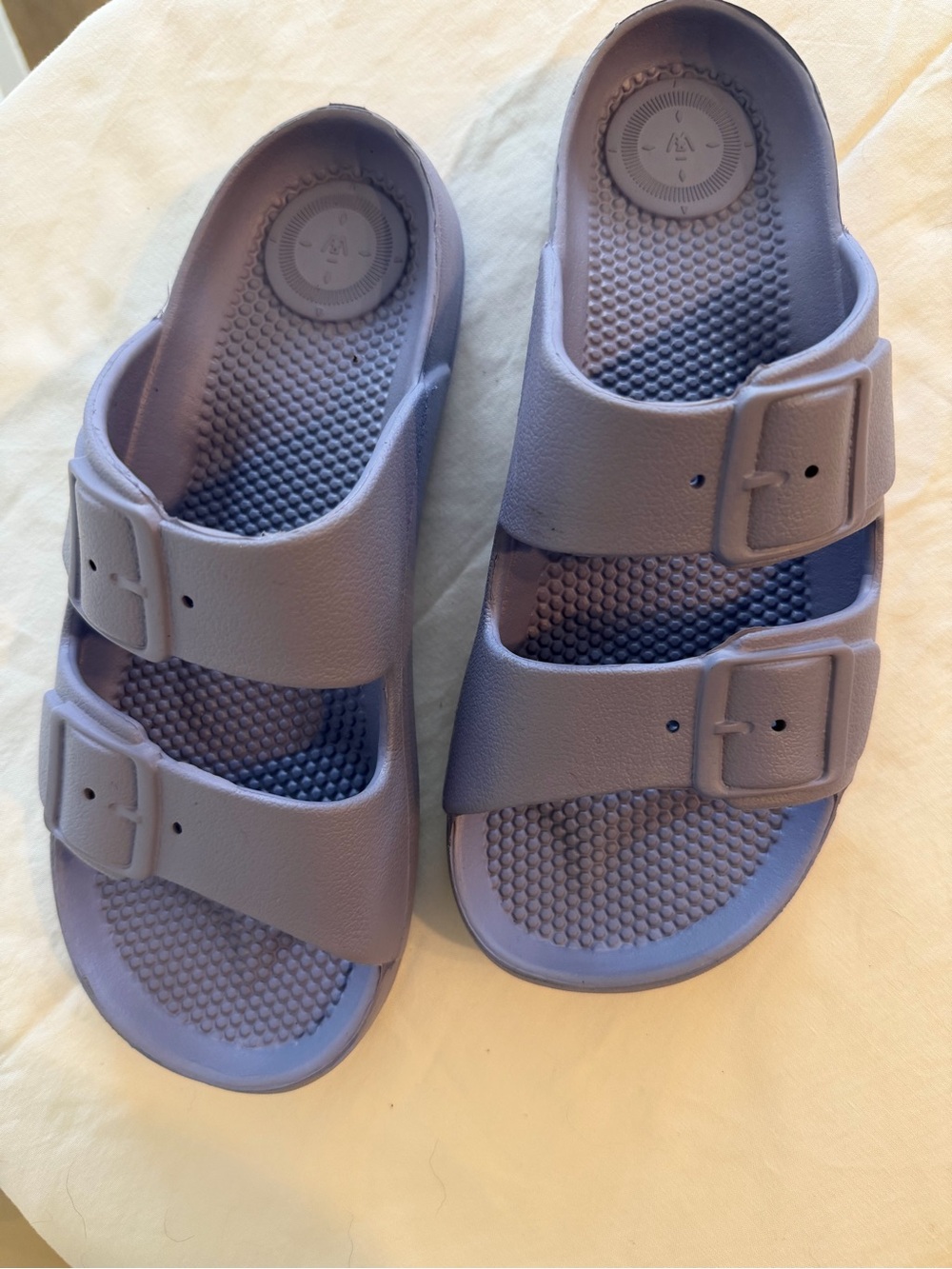 213. Totes Lightweight Double-Buckle Slide Sandals - Lavender